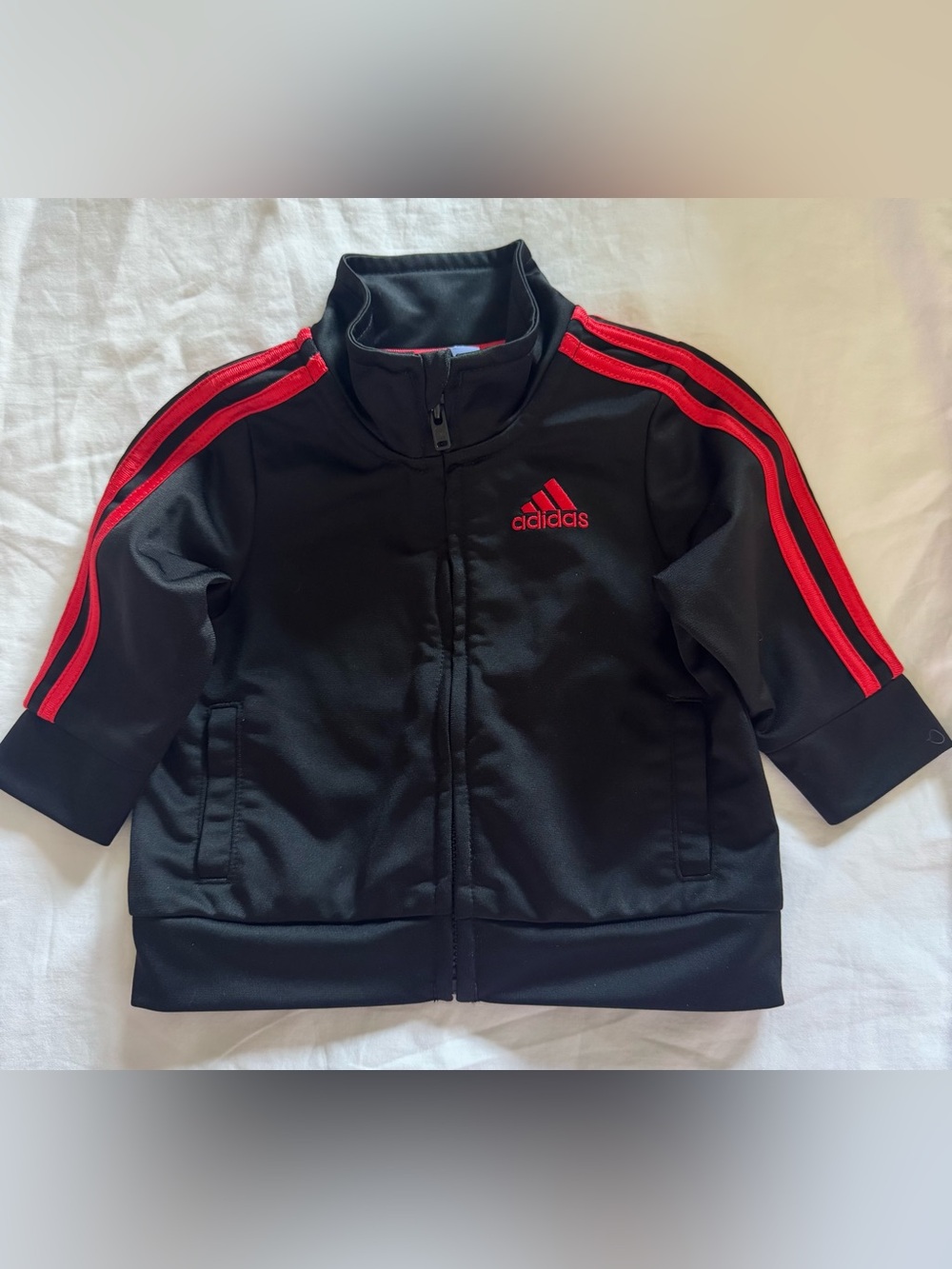 Adidas Black Jacket with Red Stripe Details - Baby